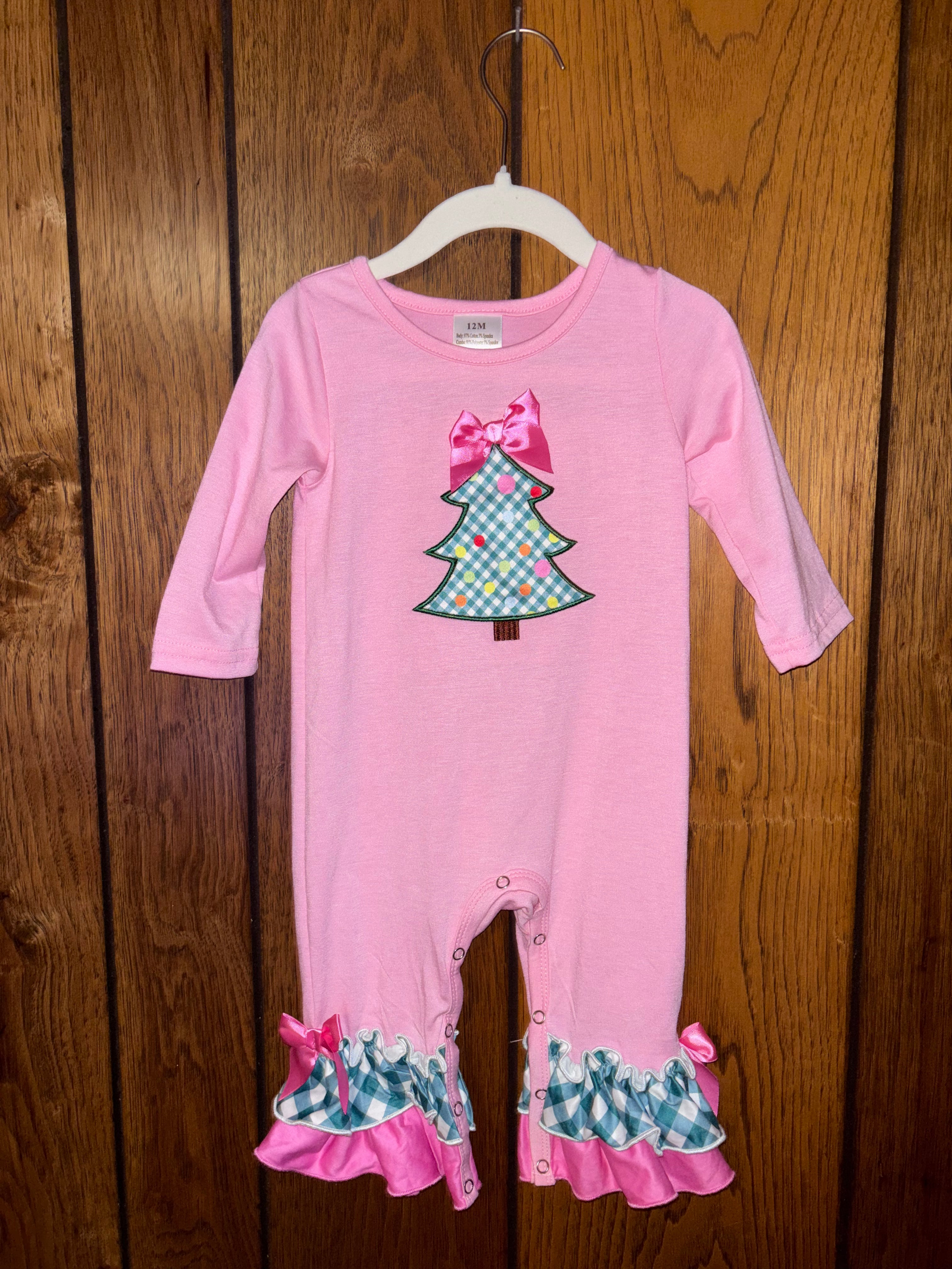 Pink Christmas Tree Romper