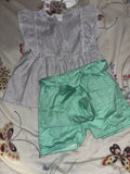 Turquoise Sleeve Less Shorts Set