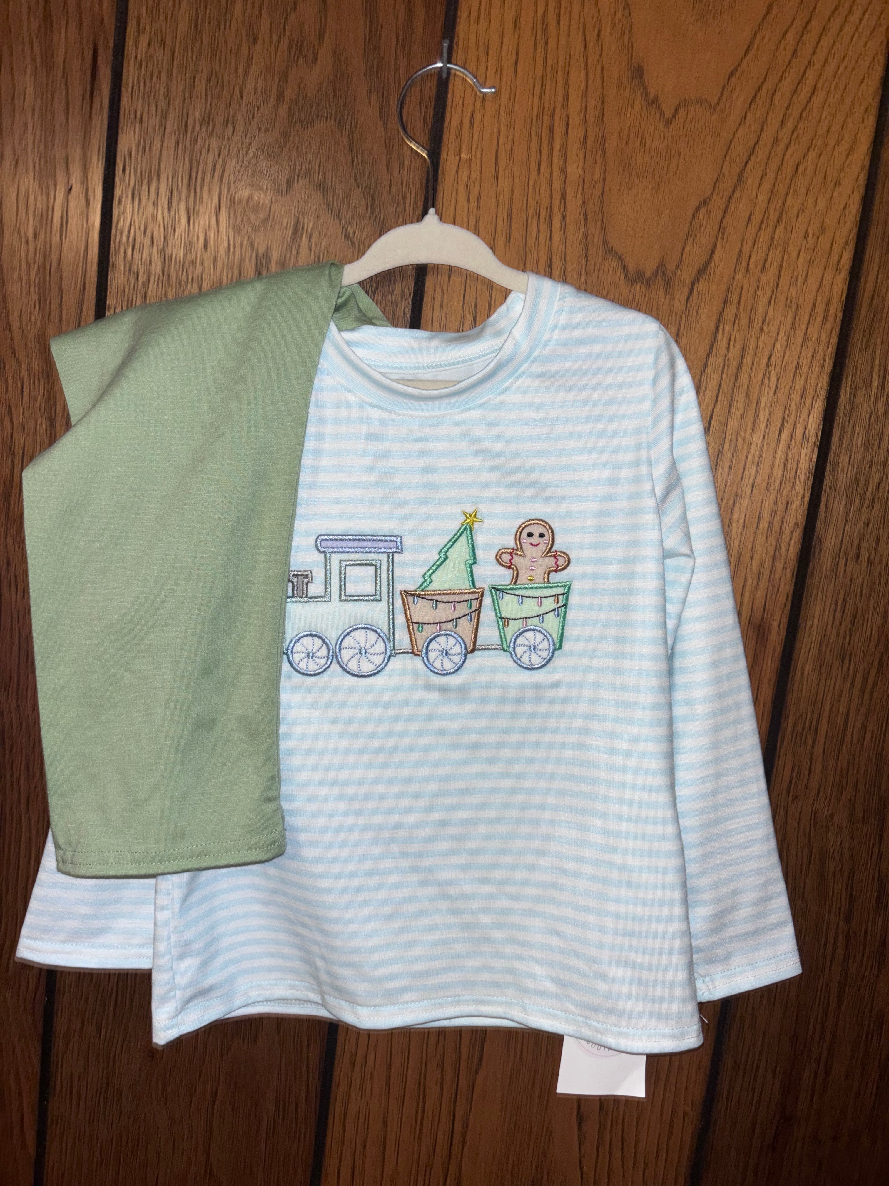 Train Christmas Tree Pants Set