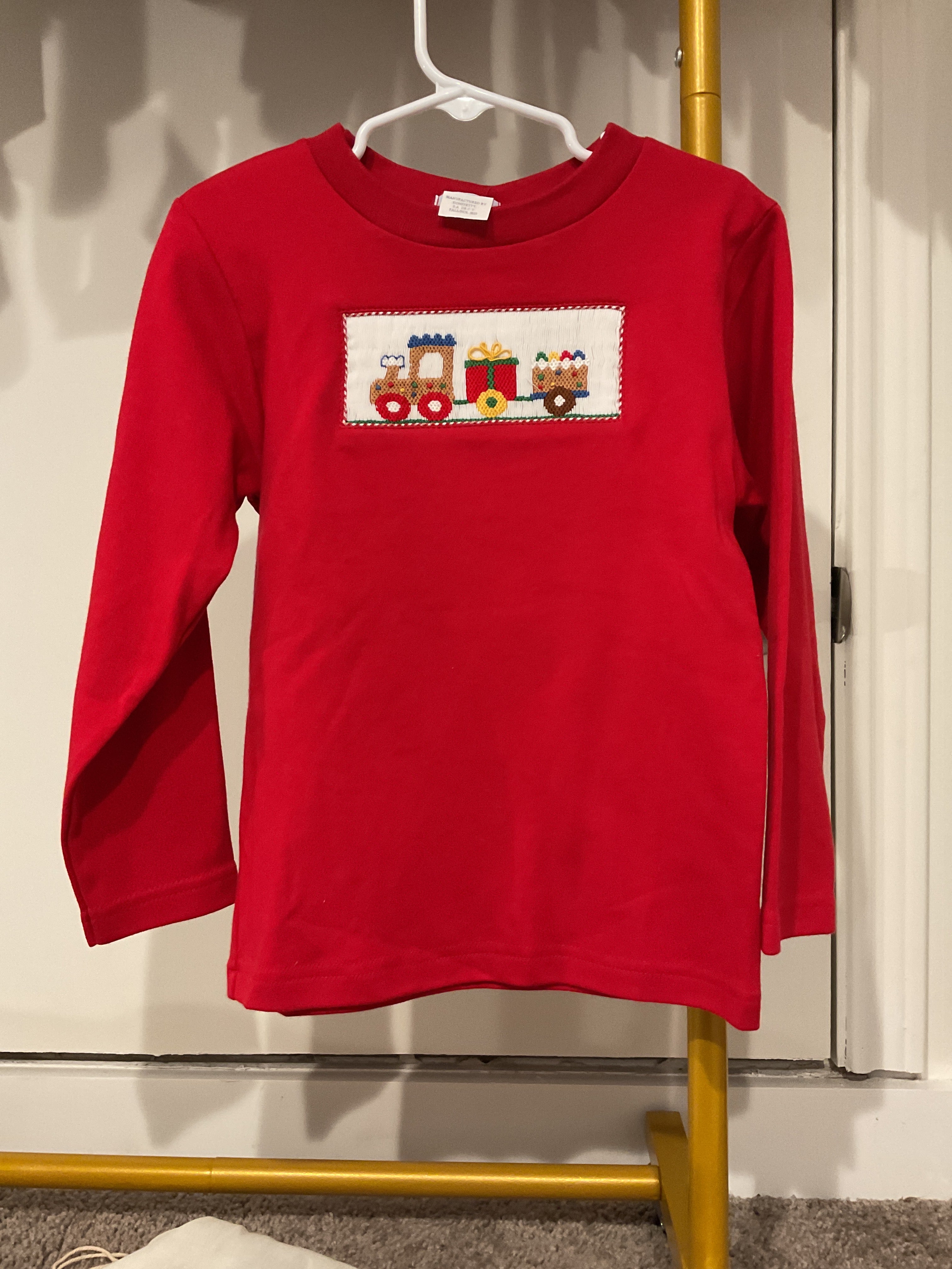 Hand Smocked Christmas Train Shirt