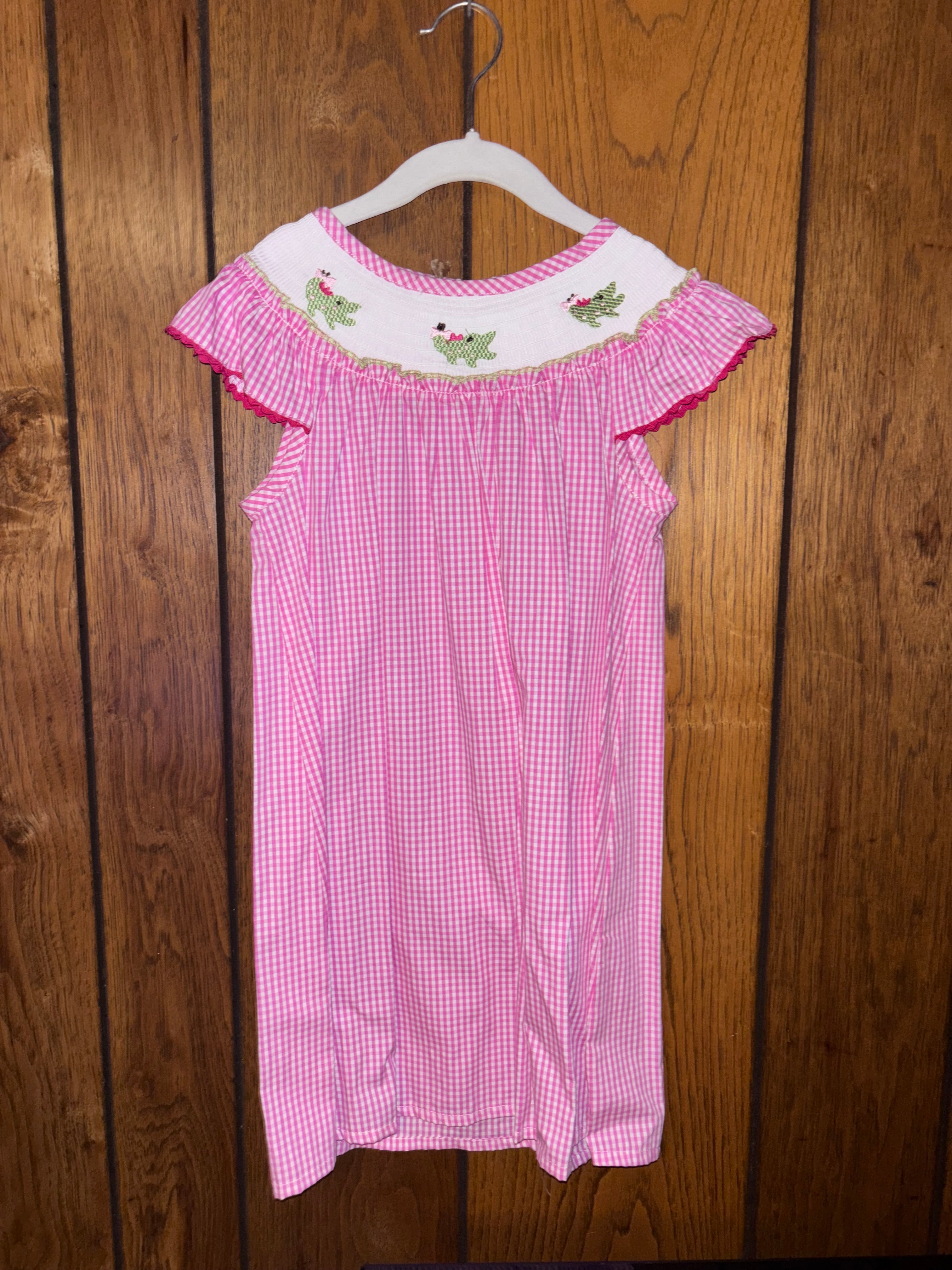 Pink Alligator Smocked Dress