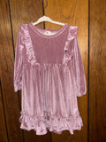 Pink Velvet Ruffle Dress