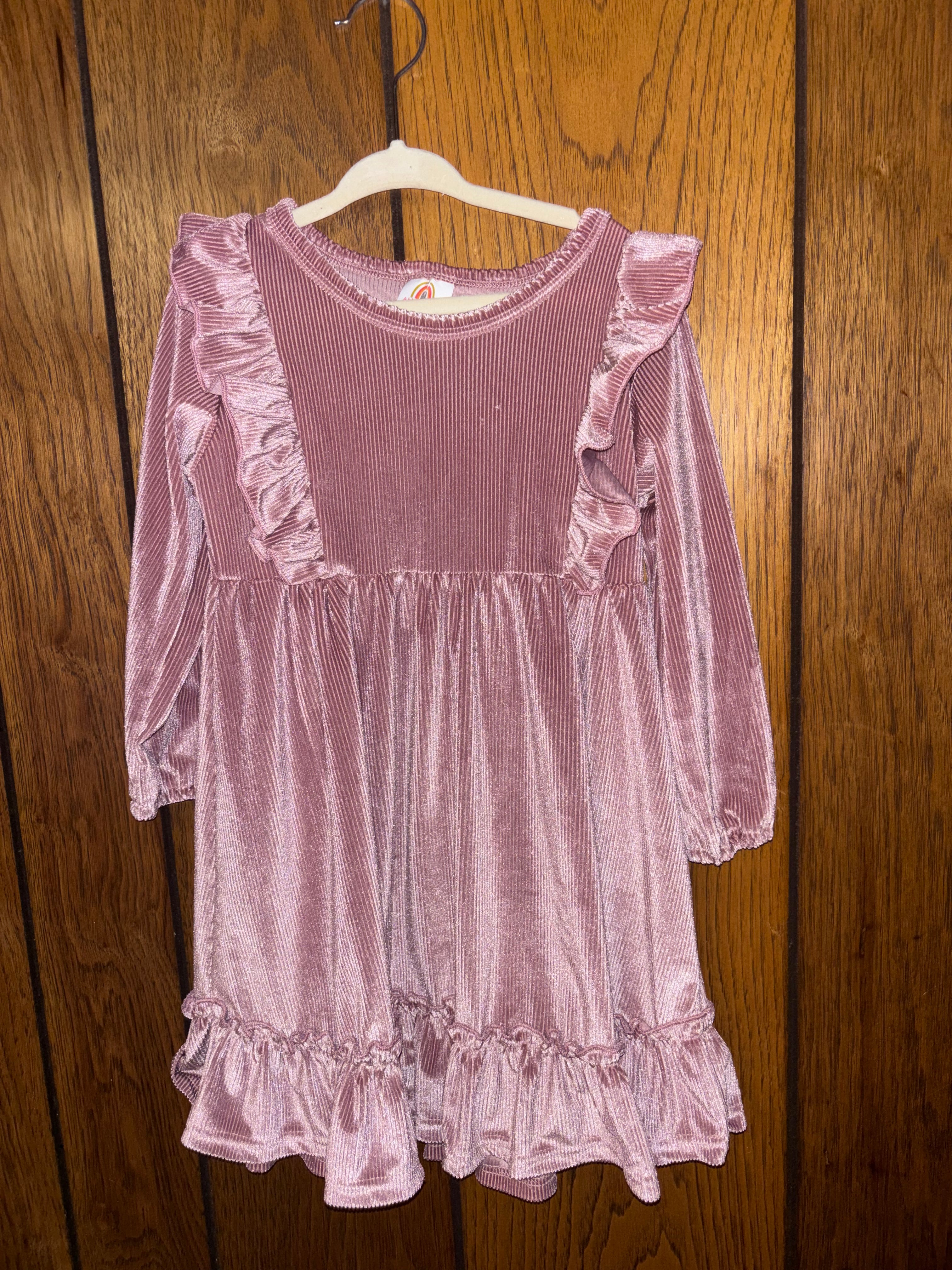 Pink Velvet Ruffle Dress