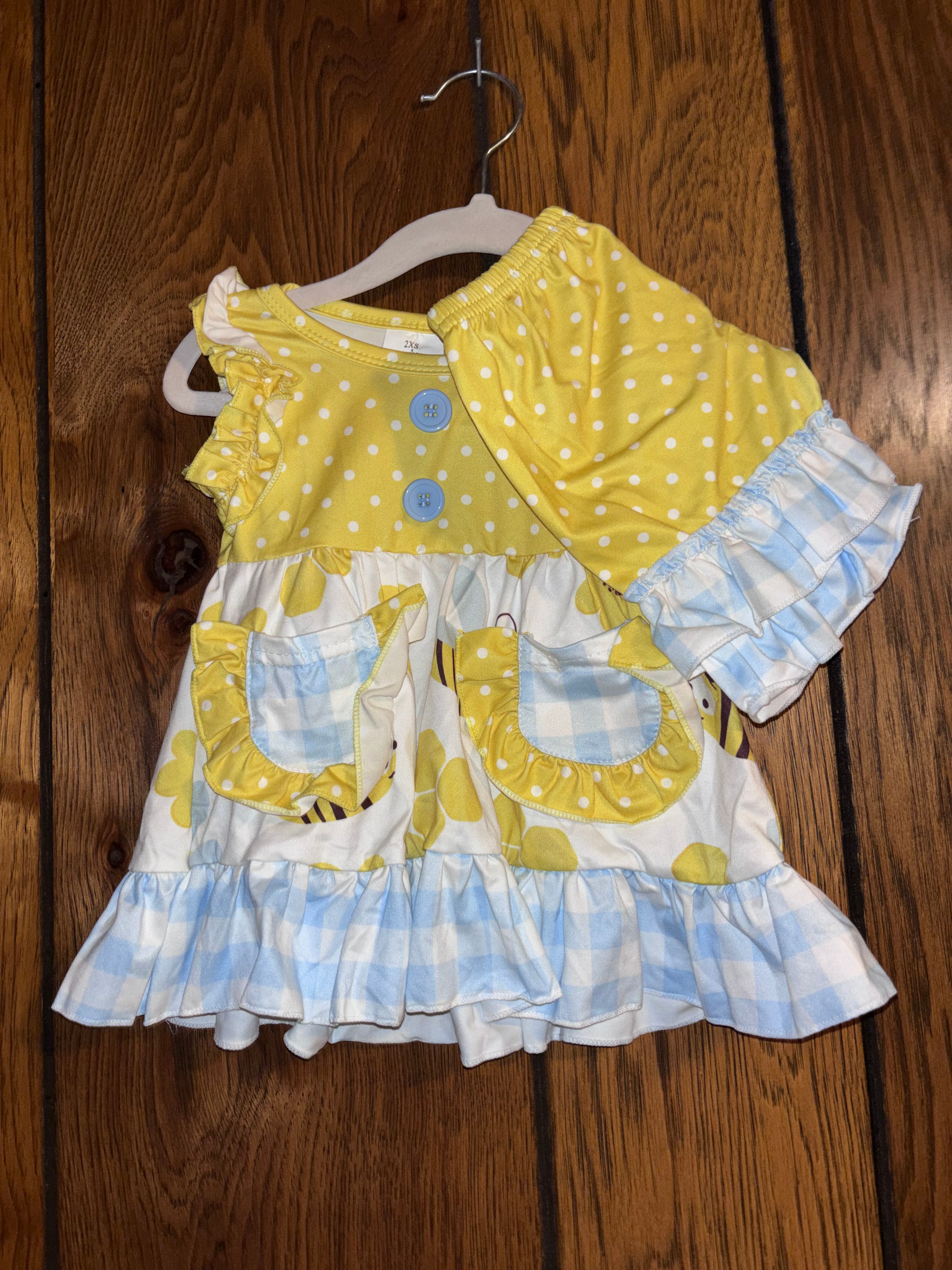 Yellow Bee Ruffle Shorts Set