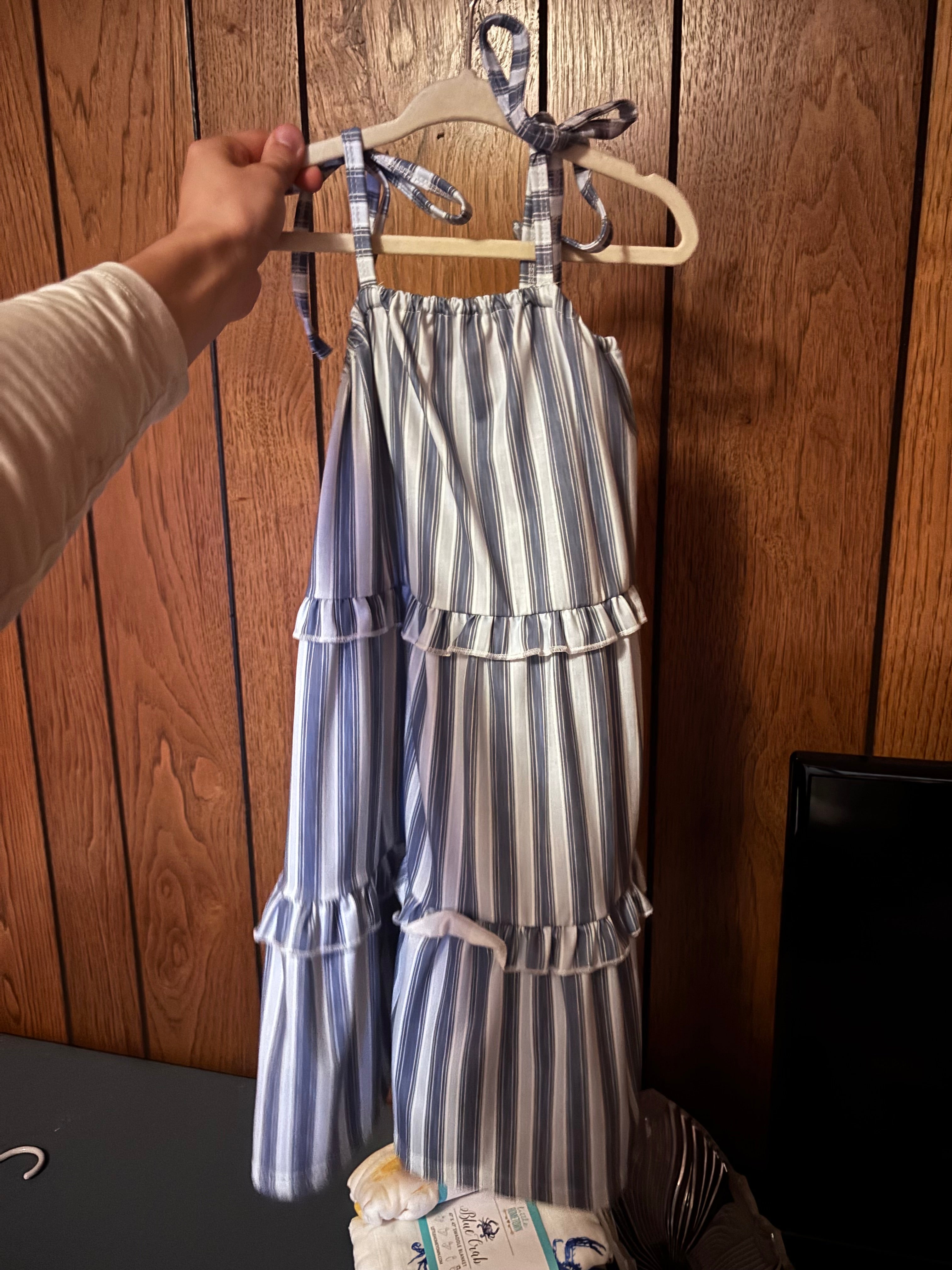 Blue Striped Ruffle Dress