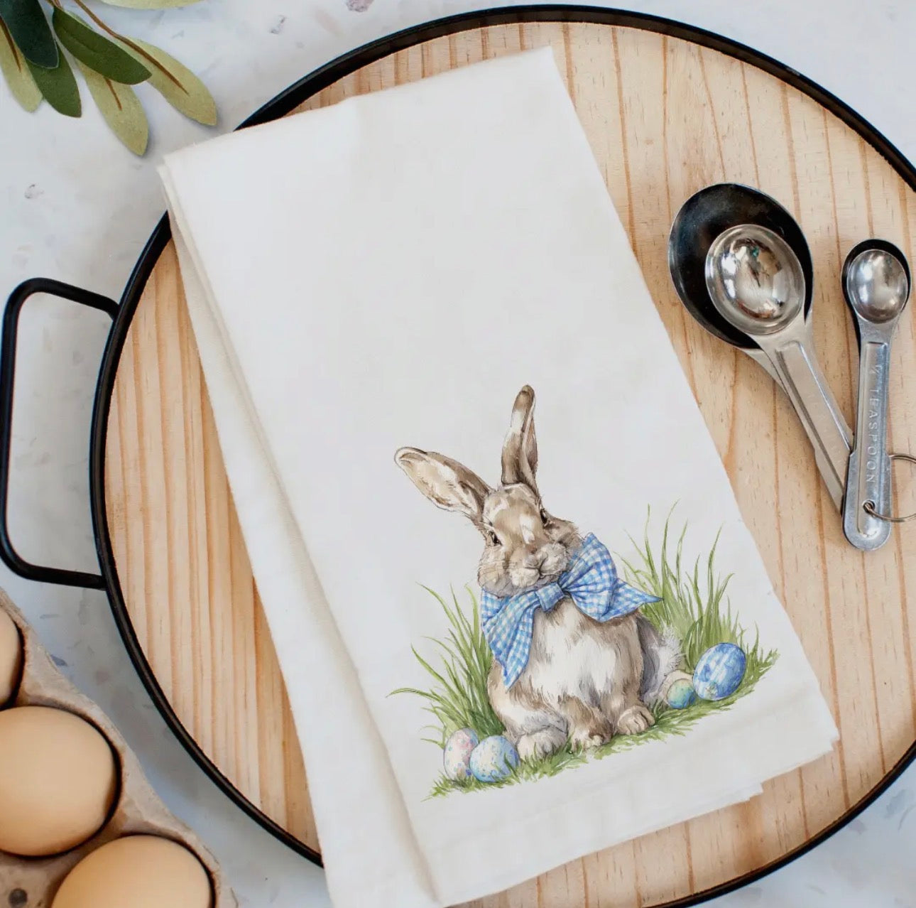 Blue Bow Bunny Kitchen Towel