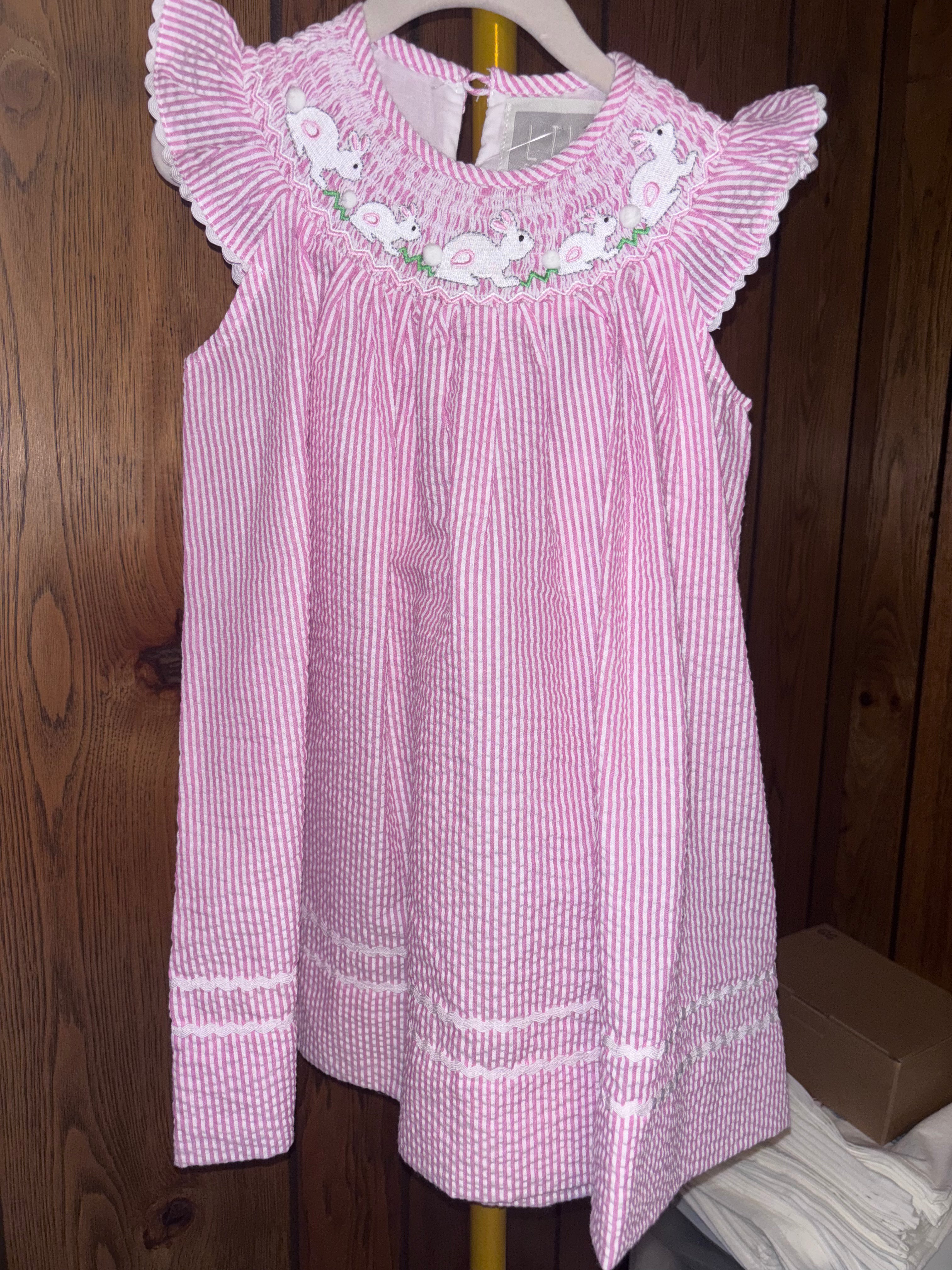 Smocked Pink Bunny Dress